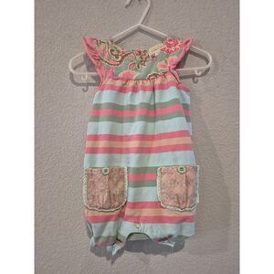 Matilda Jane Baby Girl Millie Jay Striped Romper w/Pockets Size 3-6M Multicolor